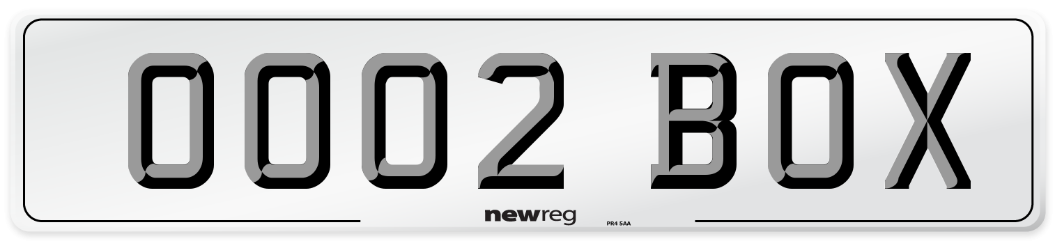 OO02 BOX Number Plate from New Reg